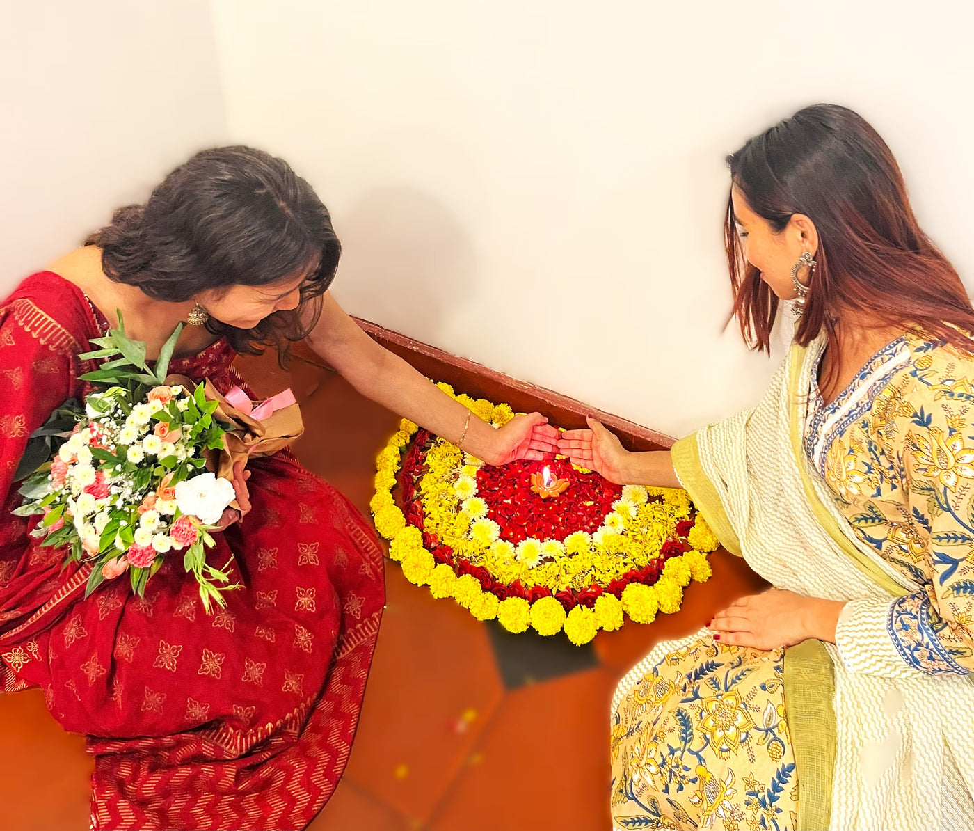Flower Filled Rangoli- A Step-by-Step Guide