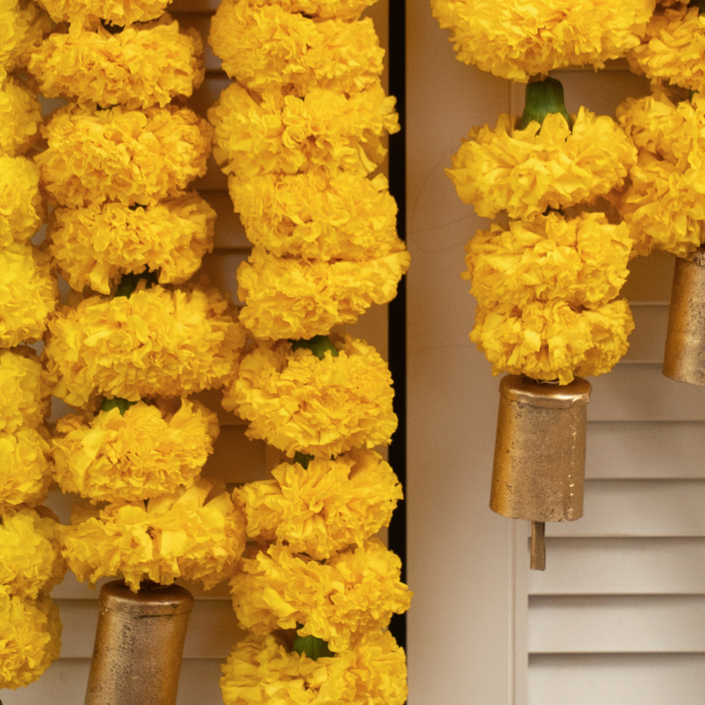 Spring Flower String Marigold Strings with bell - Yellow (5 strings) – Shades of Spring