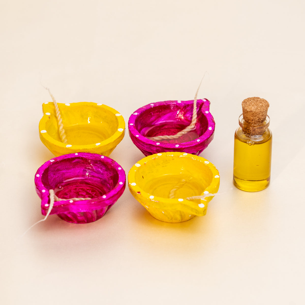Clay Hand painted Diya - Set of 4 – Shades of Spring